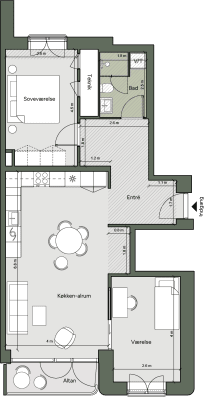 Plantegning for: Bolig 061 <wbr> Grethe Ingmanns Vej 21, 1. th